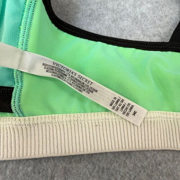 Victoria's Secret Sport VSX‎  Zip Front Sports Bra Size 34C Neon Yellow & Black - Picture 7 of 13